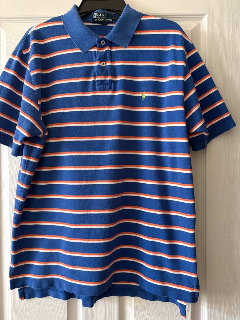 Ralph Lauren Blue Polo with White and Orange Stripes